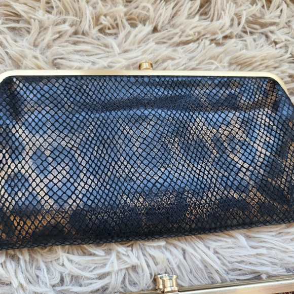 HOBO Black and Gold Snakeskin Clutch - Picture 1 of 5